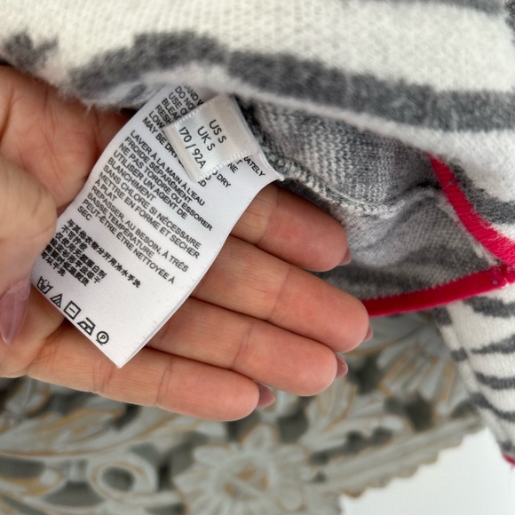 ANTHROPOLOGIE Light Grey White Tiger Striped Lizzie Mock Neck Pullover Sweater S - Picture 7 of 13